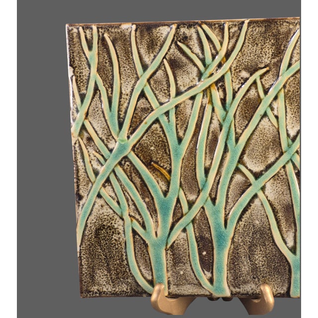 Mid-Century Modern Vintage Fortunata Wall Hanging Italian Majolica Ceramic Trivet Tile #1 For Sale - Image 3 of 7