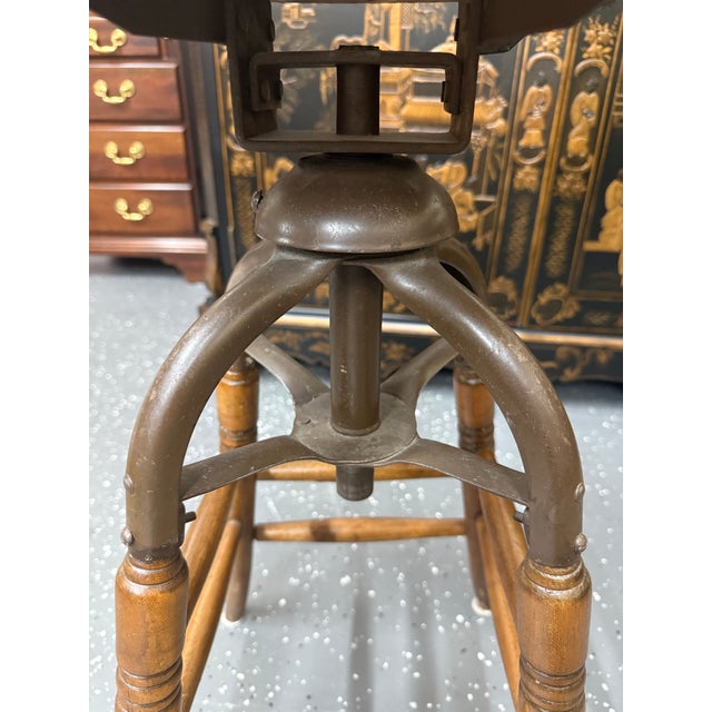 Wood Antique S. Bent & Bros. Industrial Swivel Stool For Sale - Image 7 of 10