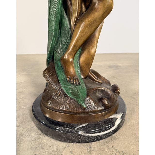 Bronze “Diana With Leaves” Sculpture, 35” H – Classical Female Figure on Marble Base For Sale - Image 4 of 11