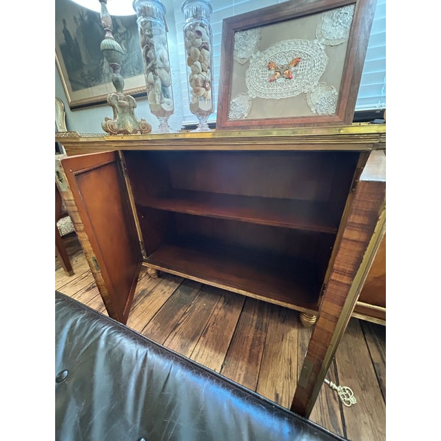 French Vintage Louis XVI Flame Mahogany Sideboard With Greek Key Gallery For Sale - Image 10 of 15