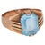 Blue 10k Yellow Gold With Faceted Blue Gemstone Ring For Sale - Image 8 of 8