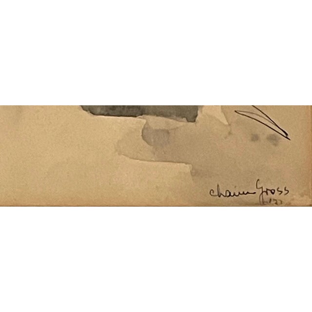 Chaim Gross Chaim Gross, Rare Chaim Gross Watercolor Painting Manhattan Skyscrapers Train NYC WPA Artist, c.1920s For Sale - Image 4 of 5