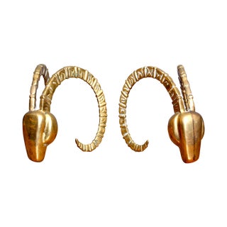 Vintage Brass Ram Bookends For Sale