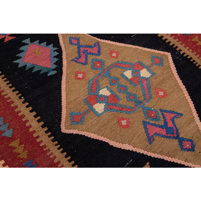Textile Mid-20th Century Turkish Kilim Multicolor Handmade Tribal Wool Rug For Sale - Image 7 of 10