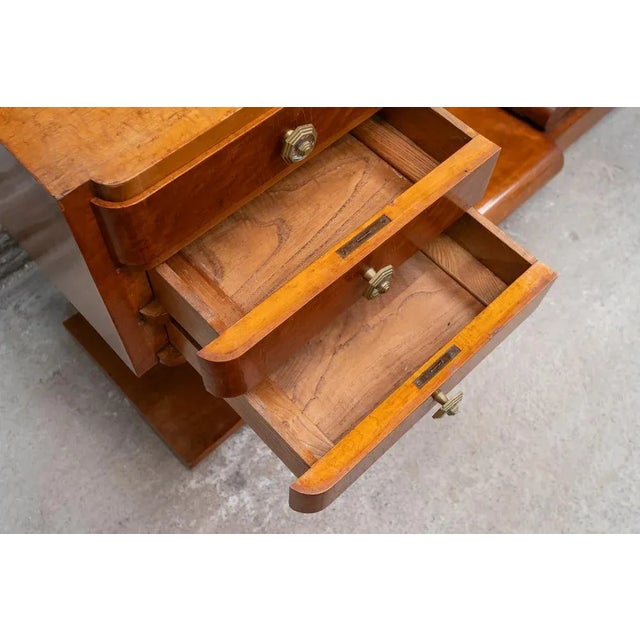 Wood Large Art Deco French Dressing Table in Gilt Birch Root, 1920s For Sale - Image 7 of 9