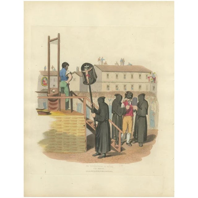 Baldwin, Cradock & Joy, Public Beheading for Murder in Rome, Hand-Colored Print, 1820s For Sale - Image 10 of 10