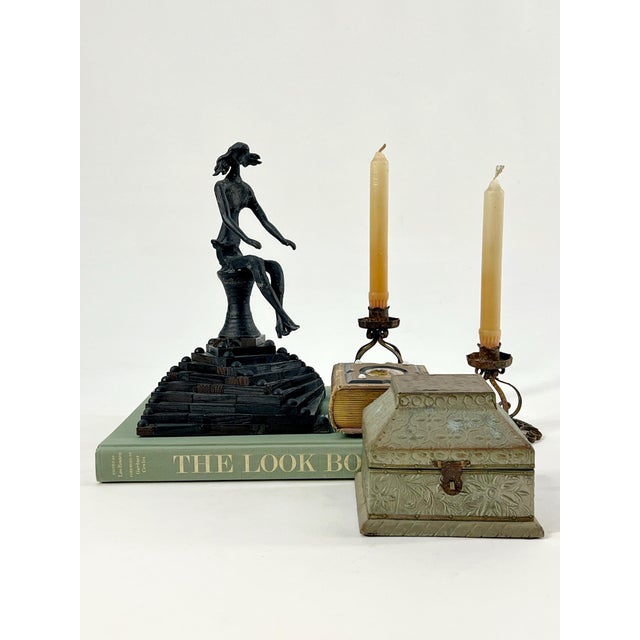 Wood Vintage Tin Covered Decorative Box For Sale - Image 7 of 9