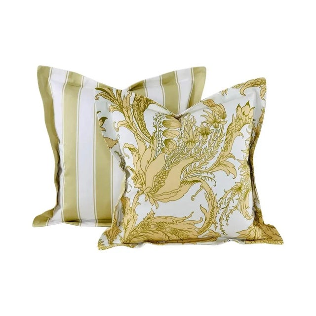 Textile Free Spirit Designer Vicki Payne Green & White Awning Cabana Stripe Fabric- 8.7 Yards For Sale - Image 7 of 8