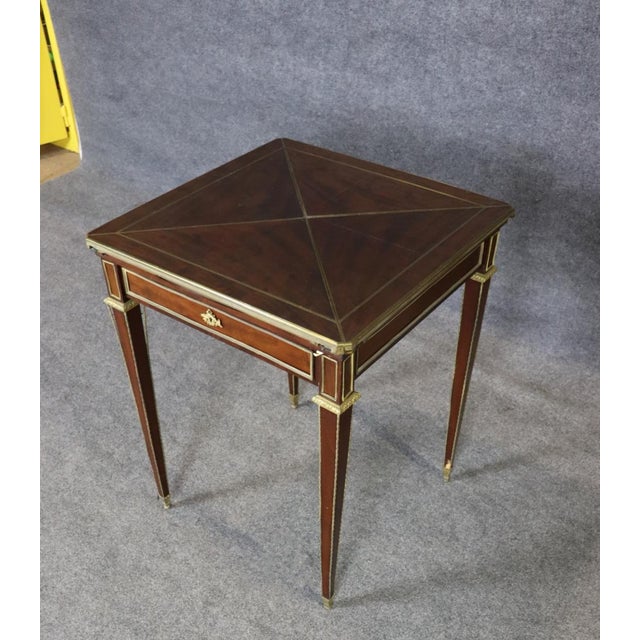 Brown Early 20th Century Fine French Mahogany and Felt Games or Napkin Louis XVI Table For Sale - Image 8 of 10
