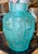 Art Deco Style Desna Czech Aqua Glass Vase.