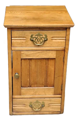 Early 20th Century Two-Drawer Oak Rolling Bedside Cabinet