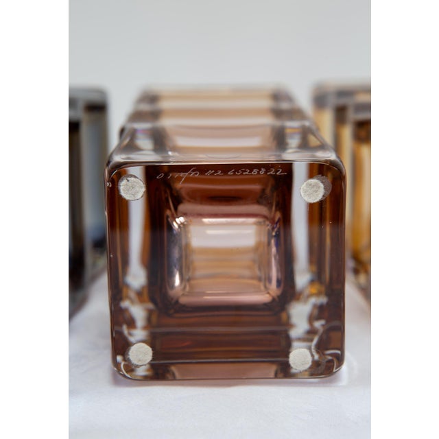 Swedish Glass Vases in Blue and Amber from Orrefors, Set of 4 For Sale - Image 10 of 17