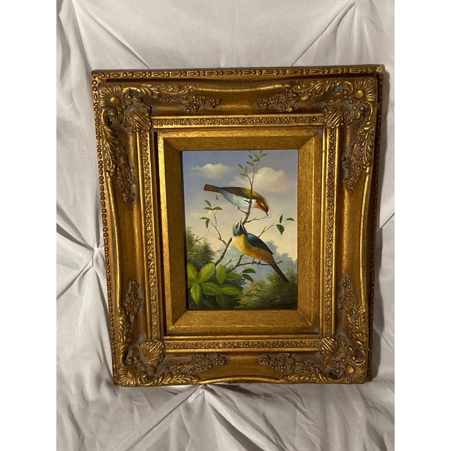 Late 19th Century Late 19th Century Stunning Oil Painting on Panel Untitled (Two Birds on a Branch) Unsigned For Sale - Image 5 of 12