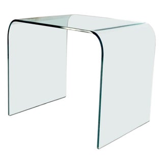 Italian Mid 20th Century Bent Glass End Table Stand For Sale