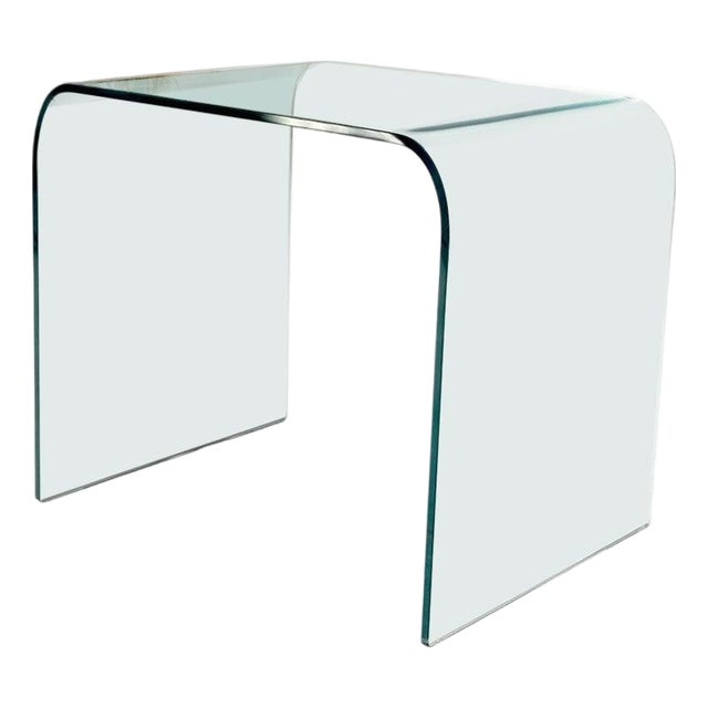 Italian Mid 20th Century Bent Glass End Table Stand For Sale