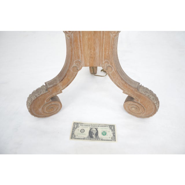 Antique c1920s Very Fine Carved Cerused Oak Tripod Base Floor Lamp MINT For Sale - Image 10 of 11