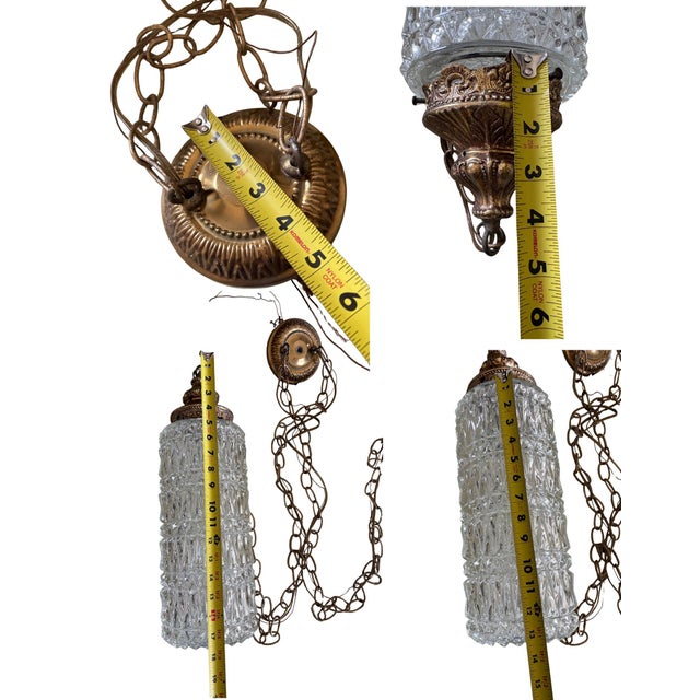 1970s Vintage Hollywood Regency Double Swag Cut Glass Pendant Chandelier For Sale - Image 5 of 11