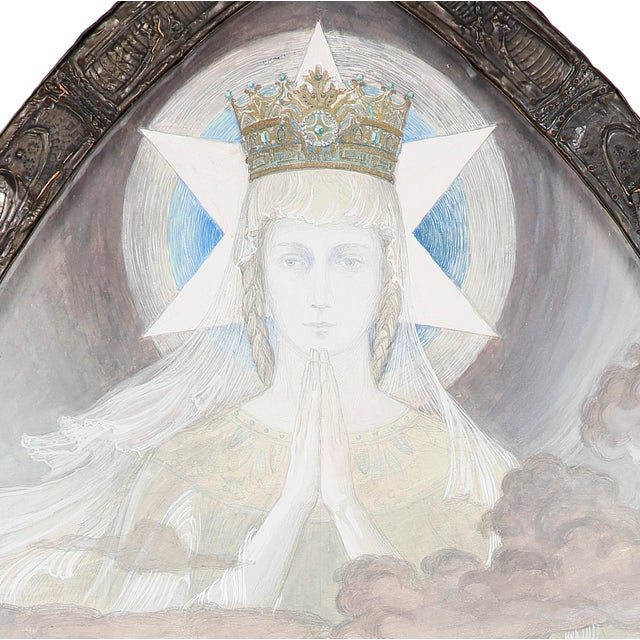 Yvonne Clarinval, La Vierge des Mers, 1910, Mixed Media For Sale - Image 3 of 12