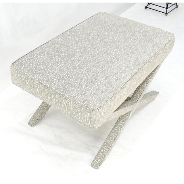 Mid Century Modern Billy Baldwin Atr. Large Upholstered X Base Bench MINT