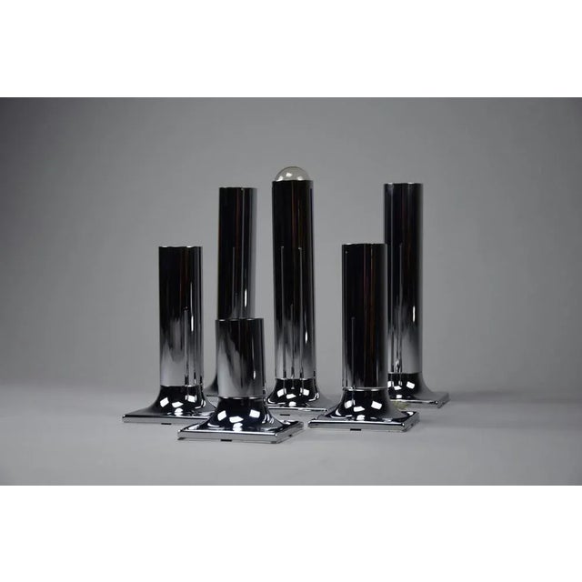 Chroome Ceiling Lamps attributed to Rolf Krüger for Staff, 1960s, Set of 6 For Sale - Image 6 of 12