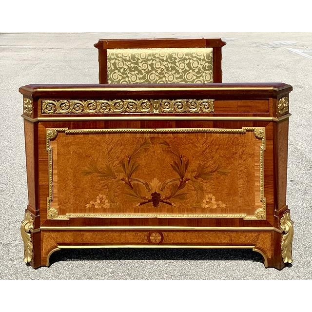 French Provincial Vintage 19th Century French Louis XVI Marquetry Twin Daybed For Sale - Image 3 of 12