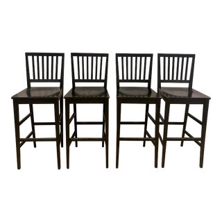 Crate & Barrel Timeless Black Bar Stools - Set of 4 For Sale