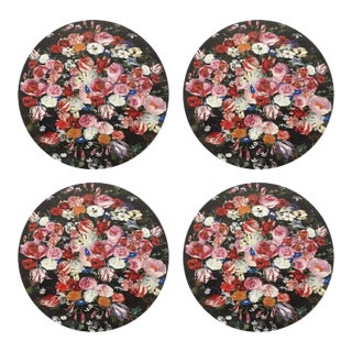 Festoon Flowers, 16" Round Pebble Placemats, Set of 4 For Sale