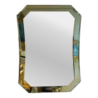 1950s Italian Modern Fontana Arte Inspired Beveled Mirror For Sale