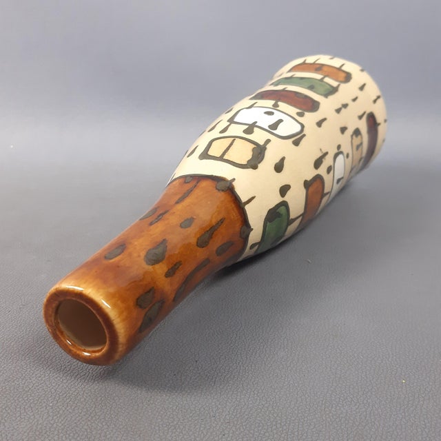 Beige Multicolored Majolica Cracklè Ceramic Vases, 1970s, Set of 2 For Sale - Image 8 of 16