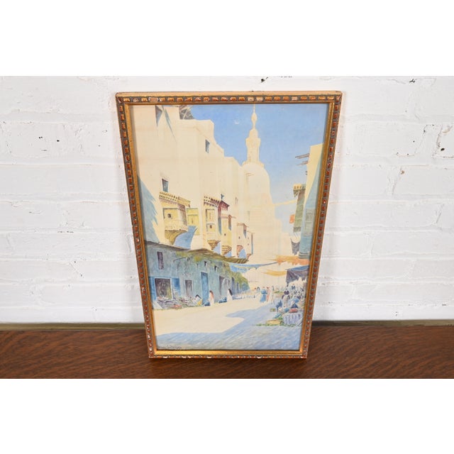 Abstract Original Signed Giovanni Geleng Abstract Cityscape Framed Watercolor Painting For Sale - Image 3 of 12