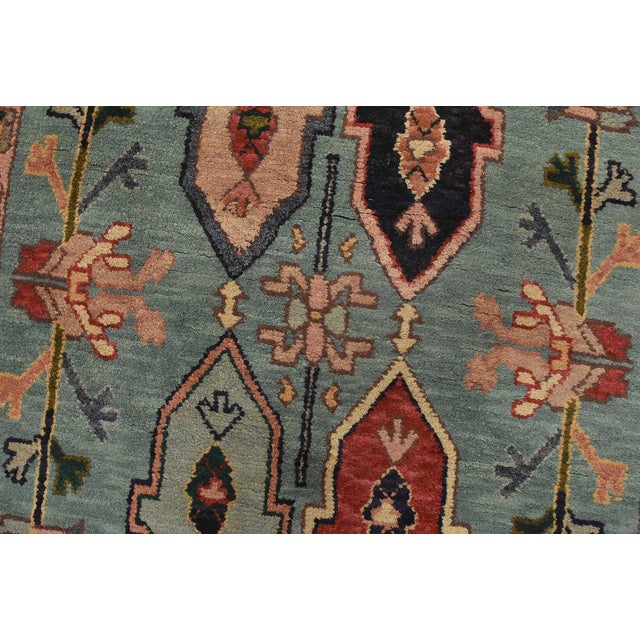 Textile Heriz Rug 3’10” X 6’3” Blue Wool Vintage Tribal Hand-Knotted Oriental Carpet For Sale - Image 7 of 12