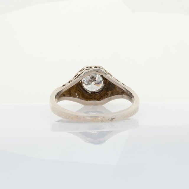 Metal Vintage Estate Diamond Ring, 5mm Round Natural Diamond Solitaire: Solid 14k Gold, Size 6.75 For Sale - Image 7 of 8