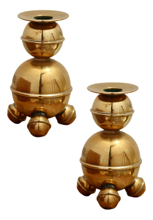 Mid-Century Swedish Brass Candleholders from ALB Lindström, Eskiltuna, Set of 2