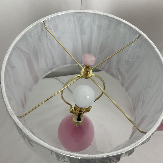 Vintage Murano Glass Lamps With Lucite Bases For Sale - Image 4 of 7
