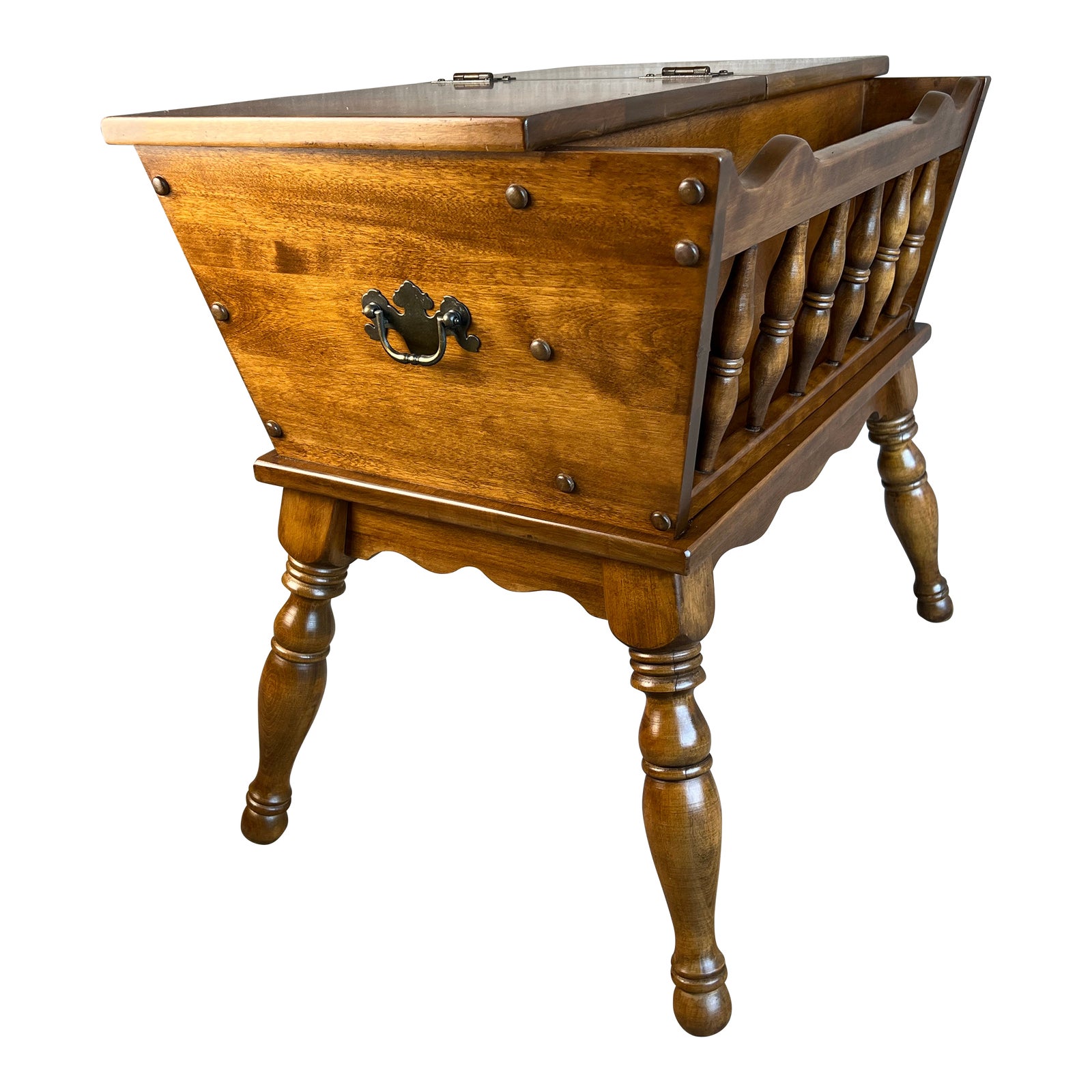 Vintage C1970s Ethan Allen Dough Box Flip Too Side Table With Magazine