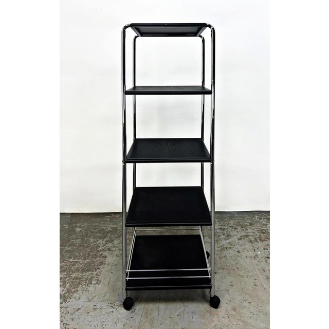 Swedish Modern Industrial Steel Rolling Etager Shelving, 1970s, Labelled. Shelves are removable, so you can use this in...