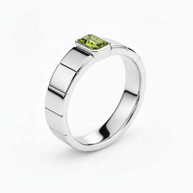 Peridot Solitaire Ring for Men Silver, Gold, Size 10 For Sale - Image 4 of 5