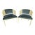 1960's Faux Bamboo and Cane Barrel Lounge Chairs With Blue Velvet Upholstery- A Pair For Sale