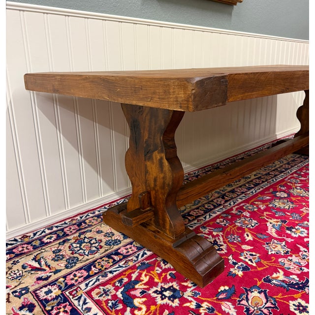 Antique French Country Farm Dining Table Farmhouse Trestle Base Oak c.1890s For Sale - Image 13 of 18