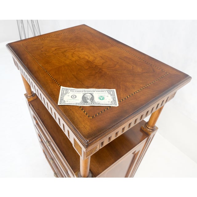 Drexel Light American Walnut Inlayed Top Console Entry Stand Side Table Dresser For Sale - Image 9 of 18