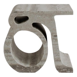 Travertino Silver Marble Prae Stool by Esther Knopfler For Sale