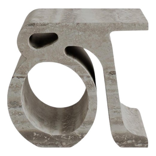 Travertino Silver Marble Prae Stool by Esther Knopfler For Sale