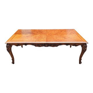 Vintage Custom Carved French Extendable Walnut Dining Table For Sale