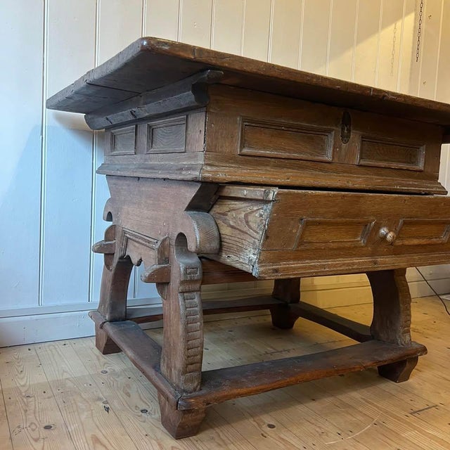 Brown Antique Dutch Oak Peg Jointed Pay Table, 1780 For Sale - Image 8 of 11