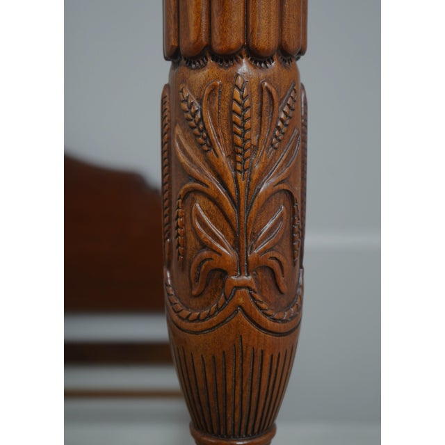 Brown Harden Queen Size Rice Carved Poster Bed For Sale - Image 8 of 17