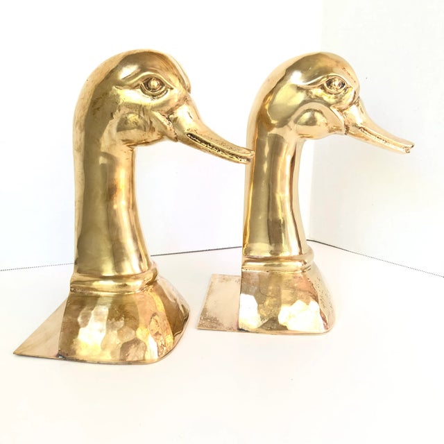"Made in Spain" Polished Brass Mother Goose Bookends 10" For Sale - Image 4 of 5