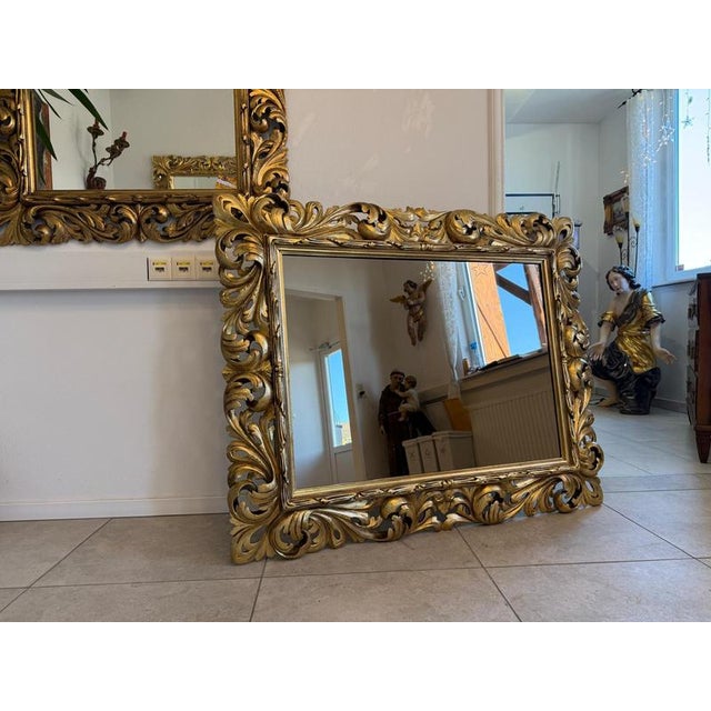 Florentine Mirror with Acanthus Leaf Carving Wood For Sale - Image 3 of 18