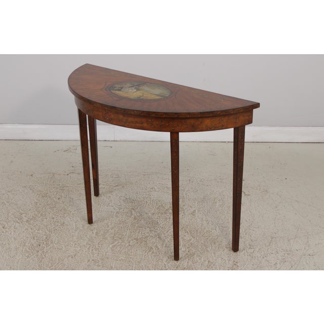 Adam paint decorated 1/2 round console hall table. Features high quality construction, stunning paint decorated finish and...
