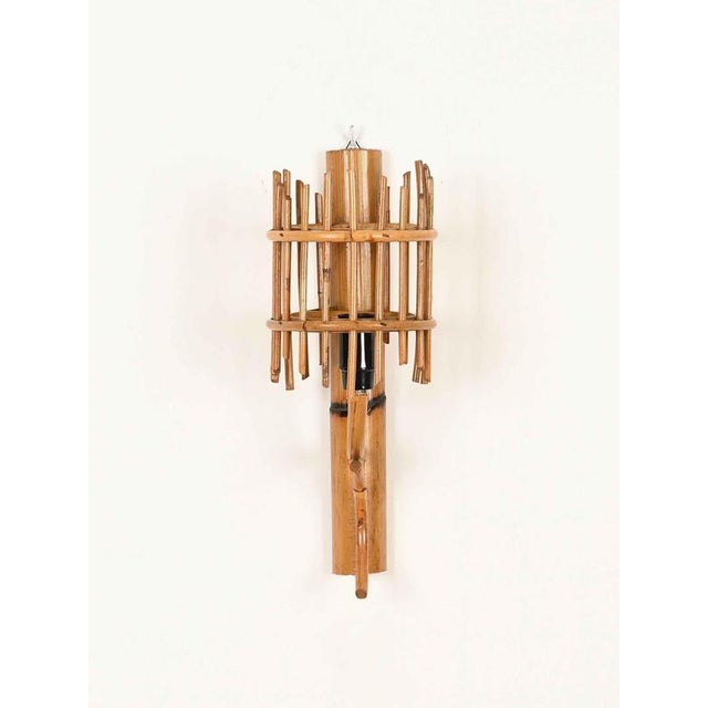 Mid-Century Modern Rattan Lantern Sconces by Louis Sognot, France, 1960s, Set of 2 For Sale - Image 12 of 13