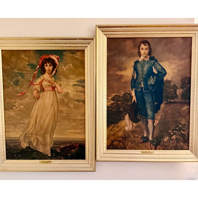 Wood Mid 20th Century Thomas Gainsborough’s Blue Boy and Thomas Lawrence’s Pinkie Portrait Prints - Set of 2 For Sale - Image 7 of 12